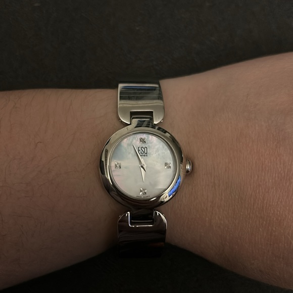 ESQ BY MOVADO CLASSIC WOMENS WHITE DIAL SILVER TONE WATCH E5307 main image 8